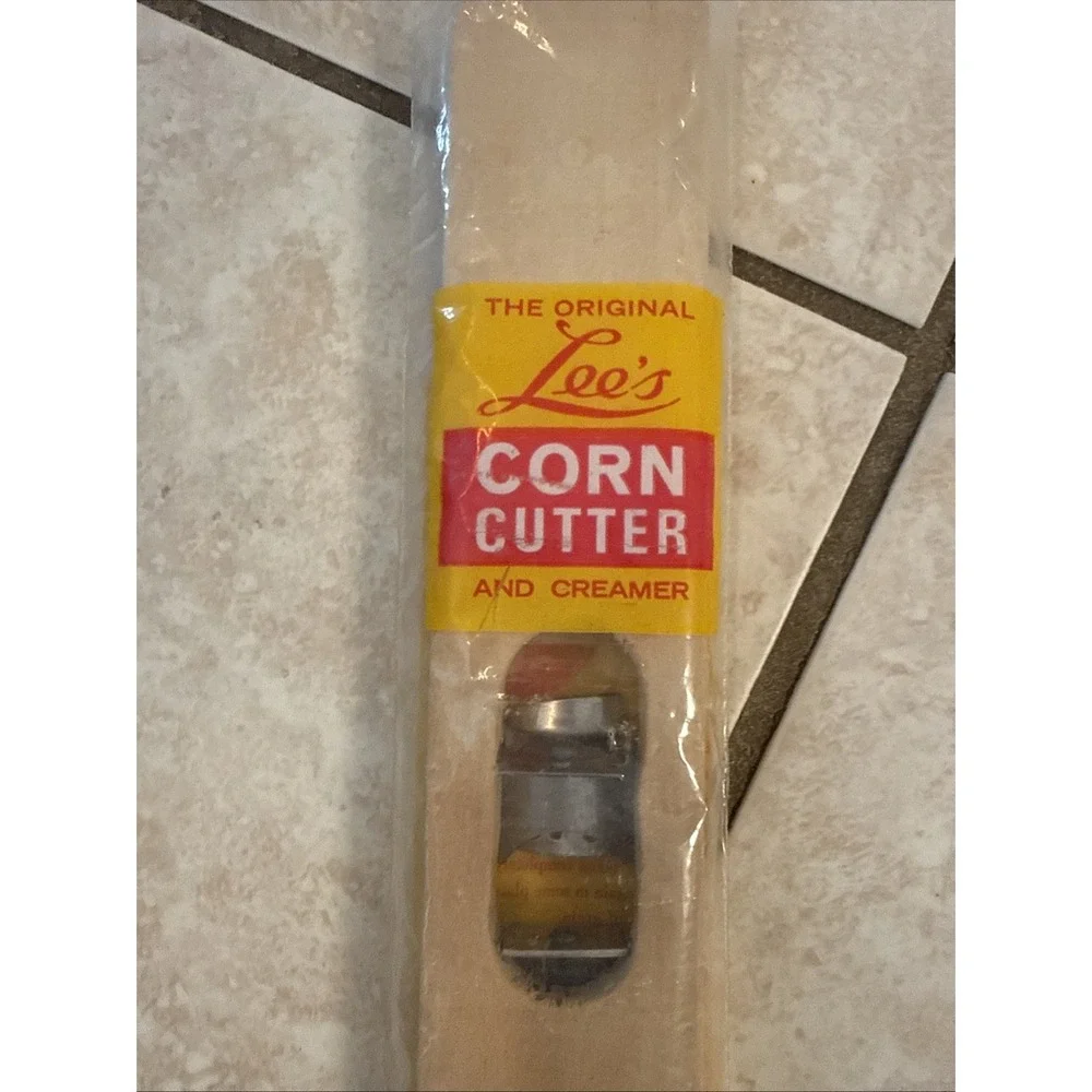 Vintage Lee's Wood & Stainless Corn Cutter and Creamer Original Packaging